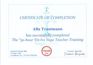 50-hour Yin lv2 Yoga Teacher Training